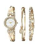 Anne Klein Women's Premium Crystal Accented Bangle Watch and Bracelet Set