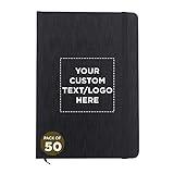 DISCOUNT PROMOS 50 Olivine Textured Notebooks Pack - Customizable Text, Logo - Hardcover, Journal, Vibrant - Black