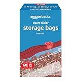 Amazon Basics Slider Quart Food Storage Bags, 120 Count (Previously Solimo)