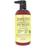 PURA D'OR 16 Oz Original Gold Label Anti-Thinning Biotin Shampoo Natural Earthy Scent, CLINICALLY TESTED Effective Results, Herbal DHT Blocker Hair Thickening Products, Women & Men, Color Treated Hair