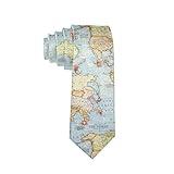 ZGH Men's Atlas World Map Blue Travel Polyester Silk Casual Gentleman Tie Necktie Gift-One Size