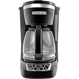 BLACK+DECKER 12-Cup Digital Coffee Maker, Programmable, Washable Basket Filter, Sneak-A-Cup, Auto Brew, Water Window, Keep Hot Plate, Black