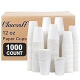 Clawsoff 1000 Count - 12 oz Paper Coffee Cups, Disposable Coffee Cups 12 oz, Thickened White Paper Cups for Hot or Cold Beverage, Home, Office, Party, Business, Events