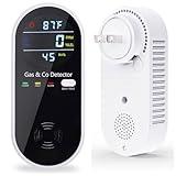 KH Alert Plug in Carbon Monoxide and Natural Gas Detector, Combination Gas & Carbon Monoxide Detectors for Travel with Temperature Humidity Display, 4 in 1 CO and Gas Detector for Home/Travel(1 Pack)