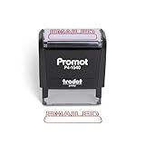 Promot Emailed Self Inking Rubber Stamp - Refillable Stampers for Office - Business, Accounting, Bookkeeping, Coding, Legal, Notary, Work, Ordering, Inventory Stamps - Red Ink