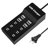 USB C Charger,10 Ports USB Charger Station with 6 Ports USB-C Charger, Desktop 50W Multi Port USB Charger Compatible with iPhone/Huawei/LG/Google Pixel/Tablet/Other Devices.(Black)