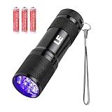 Lighting EVER Black Light Flashlight, Small UV Lights 395nm, Portable Ultraviolet Light Detector for Invisible Ink Pens, Dog Cat Pet Urine Stain, AAA Batteries Included