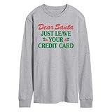 Instant Message - Dear Santa Leave Credit Card - Men's Long Sleeve Graphic T-Shirt - Size Large Athletic Heather