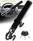 Tevlaphee Steering Wheel Lock Anti-Theft Car Device Heavy Duty Security Car Lock Antitheft Locking Devices Great Deterrent Adjustable Car Wheel Lock Anti Theft for Vehicle Truck with 3 Keys(Black)