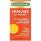 Nature's Bounty Immune 24 Hour +, The only Vitamin C with 24 Hour Immune Support from Ester C, Rapid Release Softgels, 50 Count