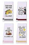 LXOMILL Funny Kitchen Towels, Cute Decorative Dish Towels Sets, Absorbent Waffle Hand Towels, Housewarming Gifts for New Home, Women, Mom, Set of 4, Funny House Warming Presents, Hostess Gifts