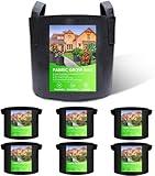 VGE 6 Pack 1 Gallon Thickened Grow Bags, Breathable Plant Pots with Handles, Indoor|Outdoor Planters,Reusable Planter Boxes for Low Stress Plant Training Fruits Vegetables, Flowers, Gardening (Black)