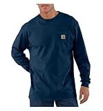 Carhartt Men's Loose Fit Heavyweight Long-Sleeve Pocket T-Shirt, Navy, TLL-4XL