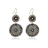 Black Beaded Earrings Glass Seed Beads Bohemian Acrylic Dangle Handmade Fashion Jewelry for Women (Style-42)