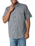 Wrangler Authentics Men's Short Sleeve Classic Woven Shirt, Asphalt Heather, Large