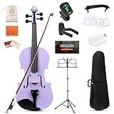 ADM Acoustic Violin for Kids Beginners,1/4 Size Acoustic Violin Fiddle for Teens Students Violin Starter Kit with Hard Case, Rosin, Shoulder Rest, Bow, Violin Music Stand and Strings,Purple