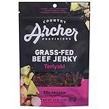 Country Archer Grass Fed Beef Jerky - Beef Jerky Snack Pack, Teriyaki Beef Jerky Bulk, Individual Beef Jerky Pack, Gluten Free Protein Snack - Teriyaki Flavor, 2.5 oz (Pack of 1)