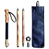 FOREST PILOT Trekking Pole- 1-pc Pack - Adjustable Hiking or Walking Stick –Strong, Natural Beech Wood - Quick Adjust Flip-Lock - Beech Wood Grip, Leather Strap (Black)