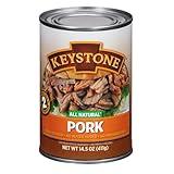 Keystone Meats All Natural Heat and Serve Canned Pork, 14.5 oz – Fully Cooked and Ready to Eat – Shelf Stable for 5 Years – Canned Meat for Everyday Meals, Emergency Survival Food, and Long-Term Storage – Gluten-Free, No Carbs, Non-Perishable – Made in USA – Pack of 1