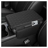 Upgraded Car Center Console Cover,Microfiber Leather Car Armrest Cover Cushion with 2 Storage Bags,Car Armrest Storage Box Interior Accessories for Most Vehicles (Black)