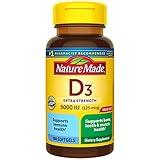 Nature Made Extra Strength Vitamin D3 5000 IU (125 mcg), Dietary Supplement for Bone, Teeth, Muscle and Immune Health Support, 180 Softgels, 180 Day Supply