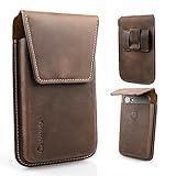 Gentlestache Leather Cell Phone Holster with Belt Clip, Flip Cell Phone Case for iPhone 14 13 Pro, Phone Belt Holder for S22 S21, Universal Cell Phone Pouch for Smartphone, Darkbrown