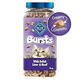 Blue Buffalo Bursts Crunchy & Creamy Cat Treats, Great for Training, Delish Liver & Beef, 12-oz Tub