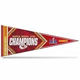 Rico Industries NFL Football Kansas City Chiefs 2024 Super Bowl Champions 12" x 30" Felt Wall Décor Pennant - Great for Home/Bed Room/Man Cave Décor