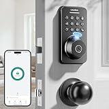 Ulecoce Fingerprint Door Lock Deadbolt with Handle Set, Keyless Entry Door Lock, Door Locks for Front Door, Keypad Door Lock with Handle, App Control, Auto Lock, Easy Installation, Matte Black