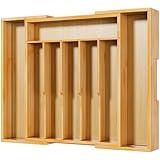 Kitsure Large Thickened Silverware Organizer - Expandable Bamboo Kitchen Drawer Organizer for Cooking Utensils and Cutlery, Sturdy Kitchen Organizers and Storage Solution, 18.5"×13.3"×1.8"