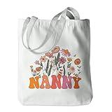 PQV Nana Gifts Tote Bag Grandma Birthday Gifts Mothers Day Retirement Appreciation Gifts for Women Nana Mimi Gigi Granny Meme Christmas Shoulder Bag Reusable Grocery Bags for Shopping Grocery Gym