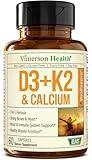 Vitamin D3 K2 5000 IU Supplement – Vitamin D + Vitamin K2 (as MK7) + Calcium – 3-in-1 Support for Immune, Bone & Heart Health – K2 D3 Vitamin Supplement with Black Pepper for Max Absorption – 60 Caps