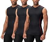 DEVOPS 3 Pack Men's Athletic Compression Shirts Sleeveless (Large, Black/Black/Black)