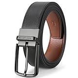BOSTANTEN Mens Belt Leather Ratchet 1 3/8'' Belt For Men Gift Dress and Casual with Adjustable Buckle, Trim to Fit