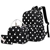 Esfoxes Polka Dots School Backpack for Girls, Kids Teens School Bags Bookbags Set with Lunch Bag Pencil Bag