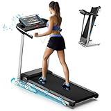 COZYINN Folding Treadmill for Home Small with Incline - 350 lb Capacity, 3.0HP Foldable Treadmill with Pulse Sensor and Bluetooth Speaker, App/Voice Control, 7.6 MPH