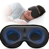 YFONG Weighted Sleep Mask, Women Men 3D Blocking Lights Sleeping Mask (4.2oz/120g), Pressure Relief Night Sleep Eye Mask with Adjustable Strap, Eye Cover Blindfold for Travel Nap Yoga, Black