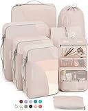 10 Set/8 Set-Packing Cubes for Travel, Sturdy Suitcase Organizer in 4 Size(Extra Large, Large, Medium, Small), OlarHike Luggage Cubes with Toiletry Bag, Travel Essentials, Cruise Ship Gifts for Women