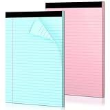 WINKIO Colored Legal Pads, 2 Pack Writing Pads 8.5 x 11 inch, Micro Perforated Notebooks with Sturdy Back, Wide Ruled, 30 Sheets Per Writing Pad for School, College, Office, Professional (Blue/Pink)