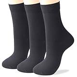 COTTON DAY Women's Soft Combed Cotton Trouser Dress Socks Black Gray Navy Blue 3 Pack (Black 6-9)