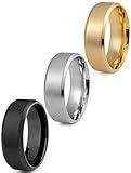 Jstyle Stainless Steel Rings for Men Wedding Ring Cool Simple Band 8 MM 3 Pcs A Set Size 10