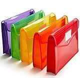 Plastic File Folder Poly Envelope Expanding File Wallet Document Folder with Snap Button Closure, Legal Size, 5 Pack Large Waterproof Accordion File Pouch (Assorted Colors)
