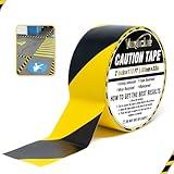 Hazard Tape, 2 Inch x 110FT Warning Safety Stripe Tape, Black and Yellow Caution Tape, Strong Adhesive Wear Resistance Warterproof Floor Marking Tape Ideal for Floors, Walls, Pipes, and Equipment