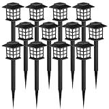 GIGALUMI Solar Outdoor Lights,12 Pack LED Solar Lights Outdoor Waterproof, Solar Walkway Lights Maintain 10 Hours of Lighting for Your Garden, Landscape, Path, Yard, Patio, Driveway