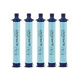 LifeStraw Personal Water Filter for Hiking, Camping, Travel, and Emergency Preparedness, 5 Pack, Blue