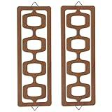CroBlissful 2 Pcs Mid Century Modern Wall Art Wood Mid Century Elegance Decor Accents Abstract Wall Sculpture Geometric Panels for Interior Panel Art for Home Living Room(Brown)