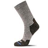 FITS Medium Hiker Crew, Merino Wool Sock for Men and Women - Whole Foot Comfort, Allover Cushioning, Lightweight, Breathable, Odor Resistant, Hiking Socks, Made in USA, Brown, Large