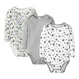 Bafeicao Unisex Newborn Baby Bodysuits Ribbed Long Sleeve Romper One-piece Outfits Clothes for Infant Boys Girls,Grey,0-3M