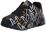 Skechers Girls Uno Lite-Metallic Love Sneaker, Black/Gold, 2 Little Kid