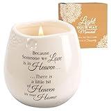 Pavilion 'In Memory, A Bit of Heaven' 19177 - White Ceramic Candle with Soy Wax in a Delicate Floral Scent, Thoughtful Sympathy, Remembrance, and Condolence Gift - 8 Ounces